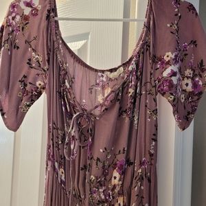 Long purple dress with flowers